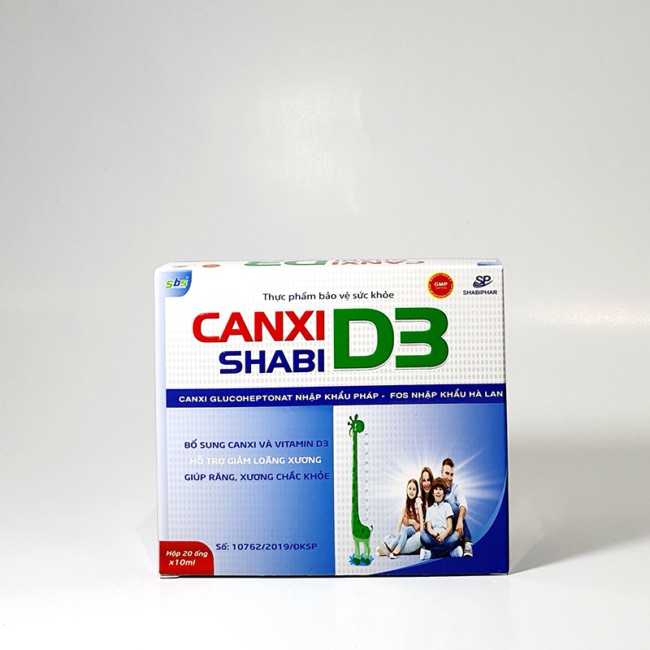 Canxi Shabi D3 - Bổ sung canxi, vitamin D3, Lysin cho cơ thể, hỗ trợ tăng cường hấp thu canxi vào xương, giúp xương răng