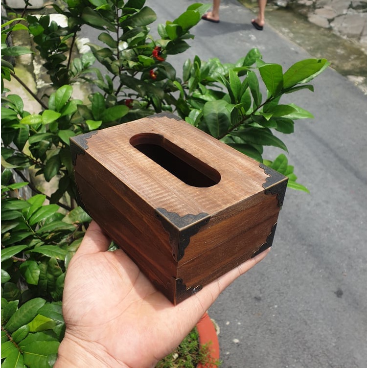 Hộp đựng khăn giấy phong cách vintage - Khắc logo FREE