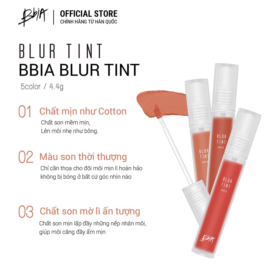 Son kem Bbia Blur Tint Version 2 (5 màu) 4.4g - Bbia Offical Store | BigBuy360 - bigbuy360.vn