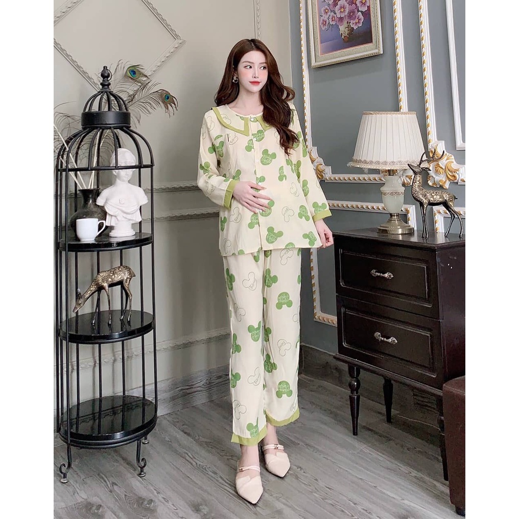 Bộ Đồ Bầu Và Sau Sinh Chất Đũi Lụa,  hình gấu