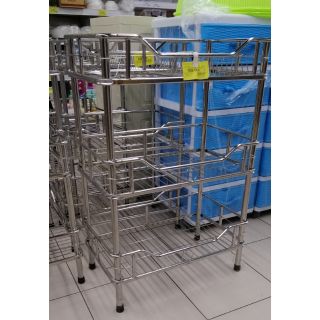 KỆ CHÉN INOX 3 TẦNG CÓ ĐỂ DĨA 30*60 cm