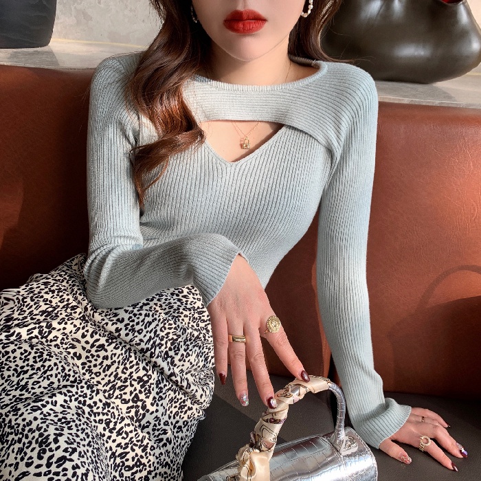 Áo len ZHELIHANGFEI dệt kim tay dài thiết kế độc đáo thời trang dành cho nữ
