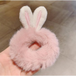 Cột tóc lông pom pom tai thỏ nhiều màu