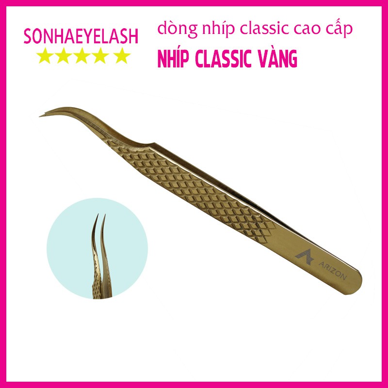 Nhíp nối mi classic vàng pakistan cao cấp dành cho thợ nối mi chuyên nghiệp, làm từ thép không gỉ (mũi dài)