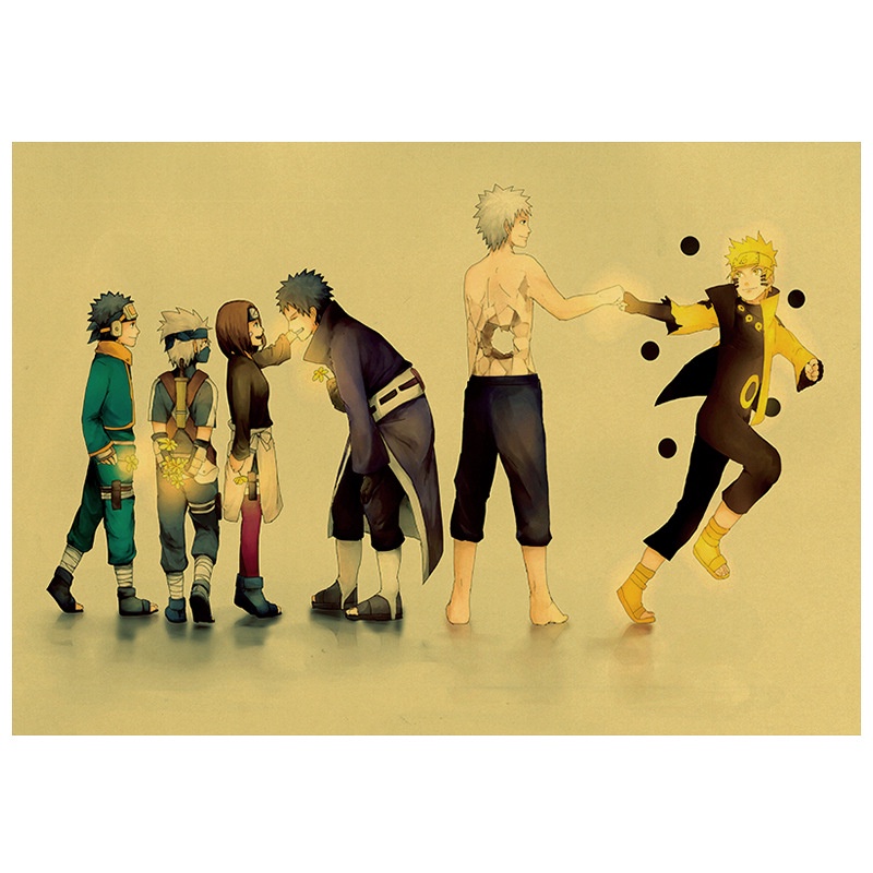 Naruto Kakashi Obito madara Bằng Giấy kraft Kích Thước 50.5 * 35Cm Trang Trí Tường