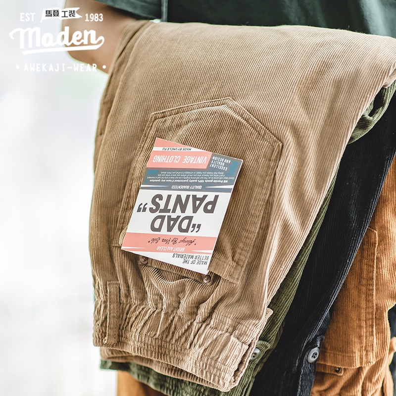 Quần nhung tăm Maden dáng dài ống suông thời trang retro kiểu Pháp cho nam