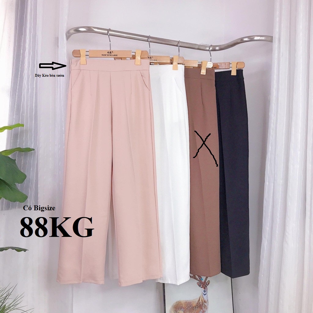 Khóa Sườn, Quần Ống Rộng Nữ Cạp cao, Có size rất Lớn 88KG, Vải Tuyết Mưa Cao cấp, Dày Đẹp Không Nhăn! TuFa Kina