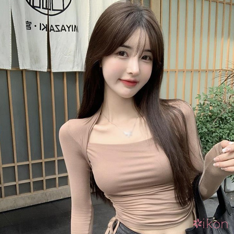 Áo Sơ Mi Tay Dài Dáng Ôm Quyến Rũ Trẻ Trung Phong Cách Hàn Quốc