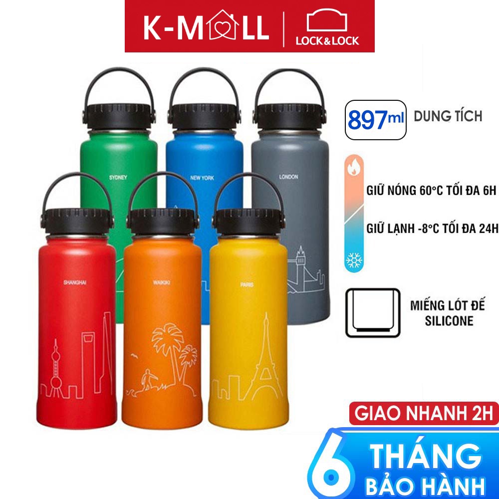 Bình giữ nhiệt Lock&Lock Riga Tumbler 897ml có khay lưới lọc trà inox và quai xách LHC4160 - K-MALL