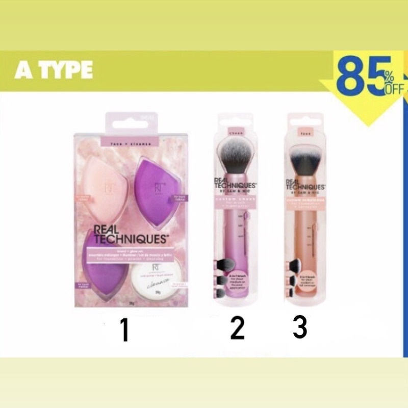 Tổng hợp set cọ và mút RT REAL TECHNIQUES brush, sponge realtechnique