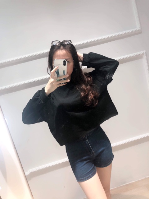 [Mã FASHIONT4WA2 giảm 10K đơn 50K] áo croptop dài tay chất da cá