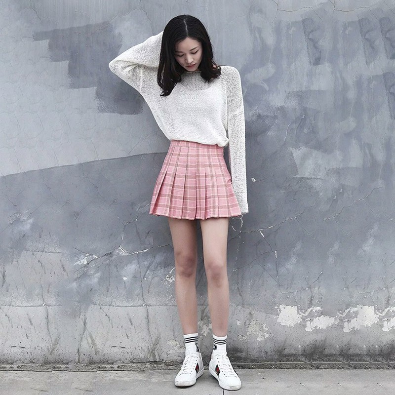 Chân váy caro xếp ly lưng cao thời trang cho nữ | BigBuy360 - bigbuy360.vn