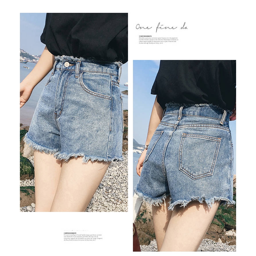 Quần short denim lưng cao thời trang nữ | BigBuy360 - bigbuy360.vn