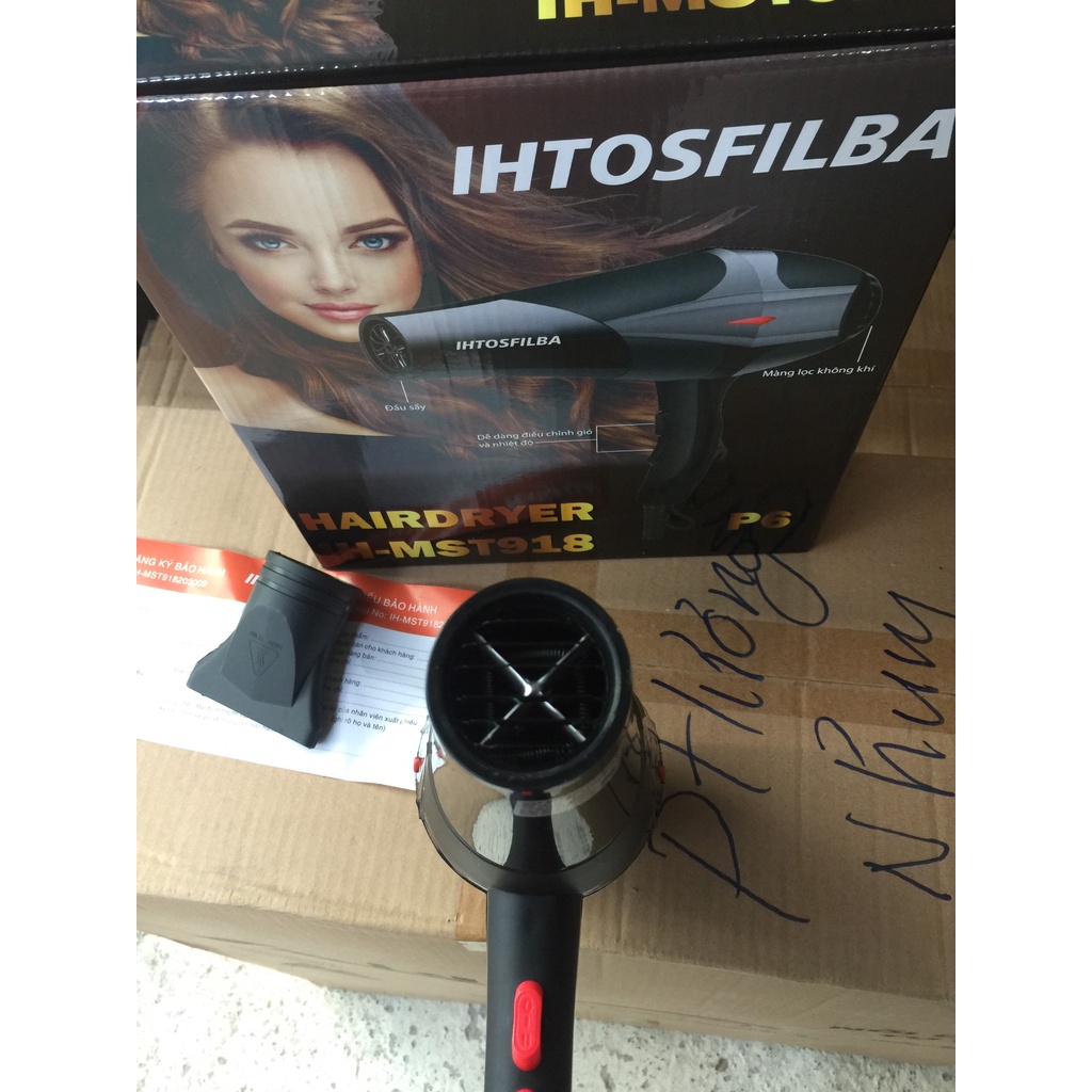 Máy Sấy Tóc IHTOSFILBA IH-MST918(P6) Tạo Kiểu 2 Chiều Nóng Lạnh Công Suất Lớn, Hàng chính hãng