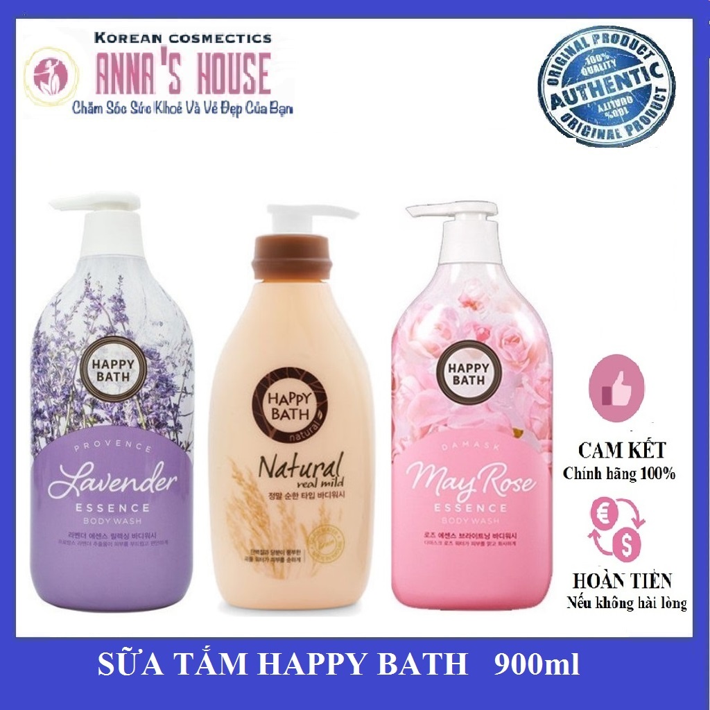 Sữa tắm Cao cấp hương nước hoa thơm lâu nhập khẩu chính hãng Happy Bath Hàn Quốc 900ml