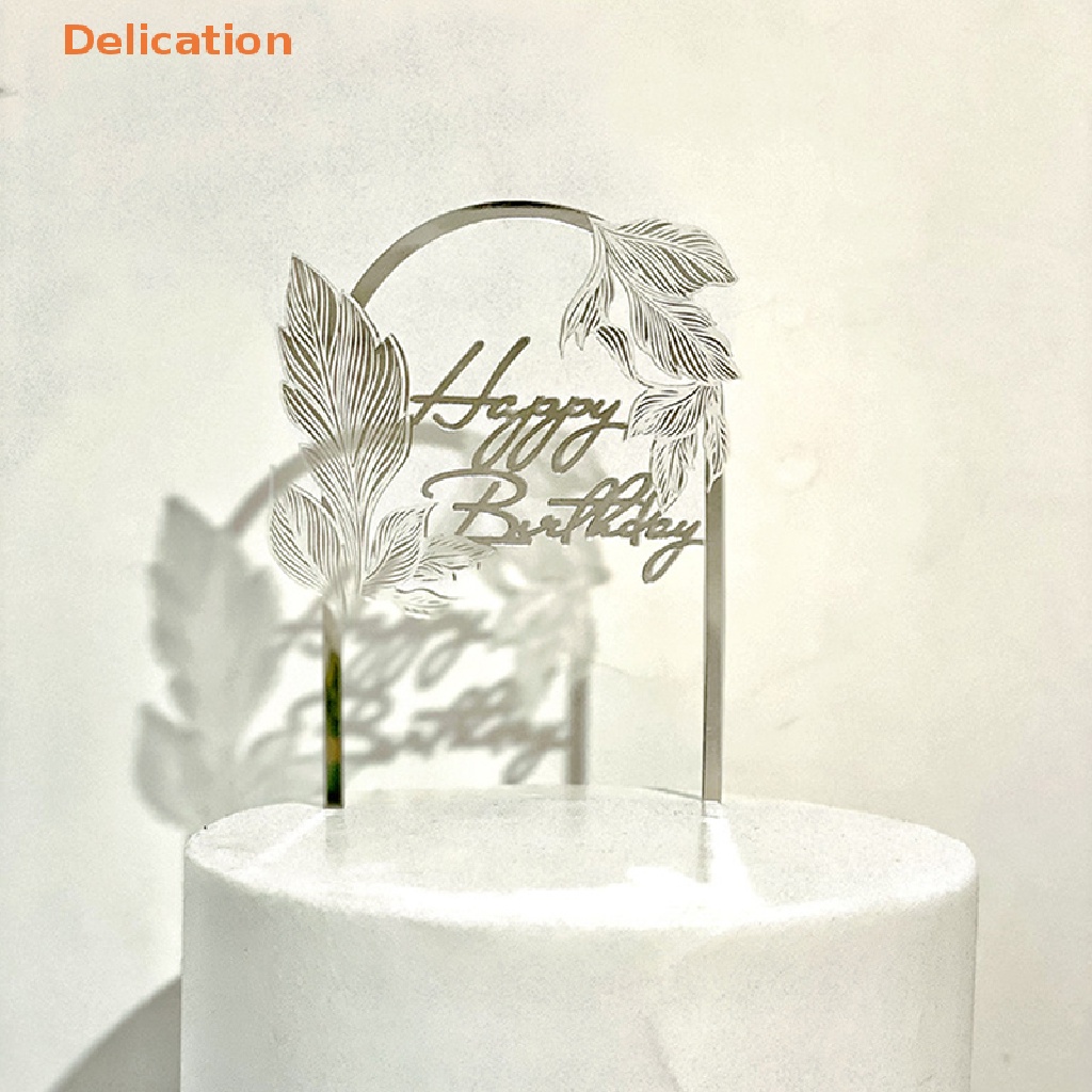 Que Cắm Bánh Kem Bằng acrylic Khắc Chữ Happy Birthday Màu Vàng