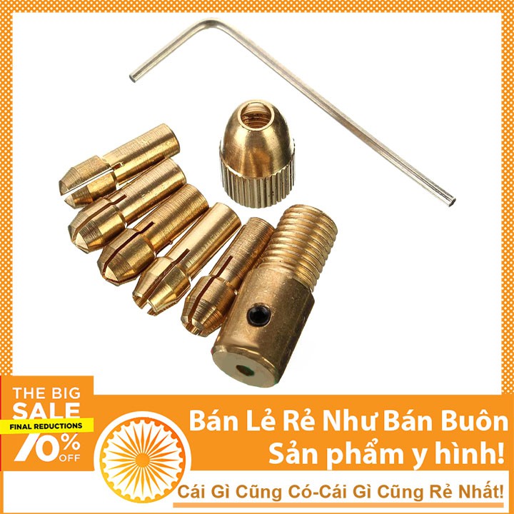 Bộ 5 Đầu Kẹp Mũi Khoan 0.8-3.0mm Trục 2mm Và Lục Lăng