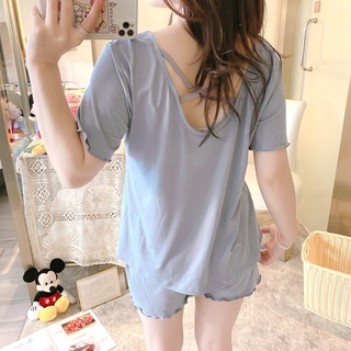 Bộ Đồ Ngủ Lụa Ngắn Tay Màu Trơn Cho Nữ