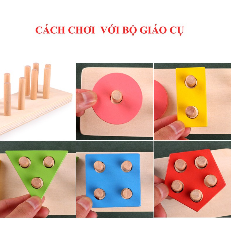 Giáo Cụ Montessori Bằng Gỗ 💥FREESHIP💥- Bảng Phân Loại Màu Sắc Hình Khối