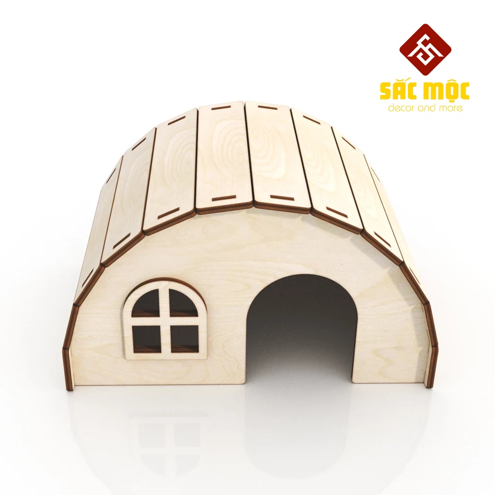 Mô Hình Nhà Mái Vòm #5 Gỗ Lắp Ráp Cho Chuột Hamster Size 17*12*10 cm
