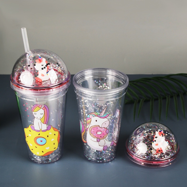 Bình Nước 500ML Kèm Ống Hút Kiểu Dáng Dễ Thương