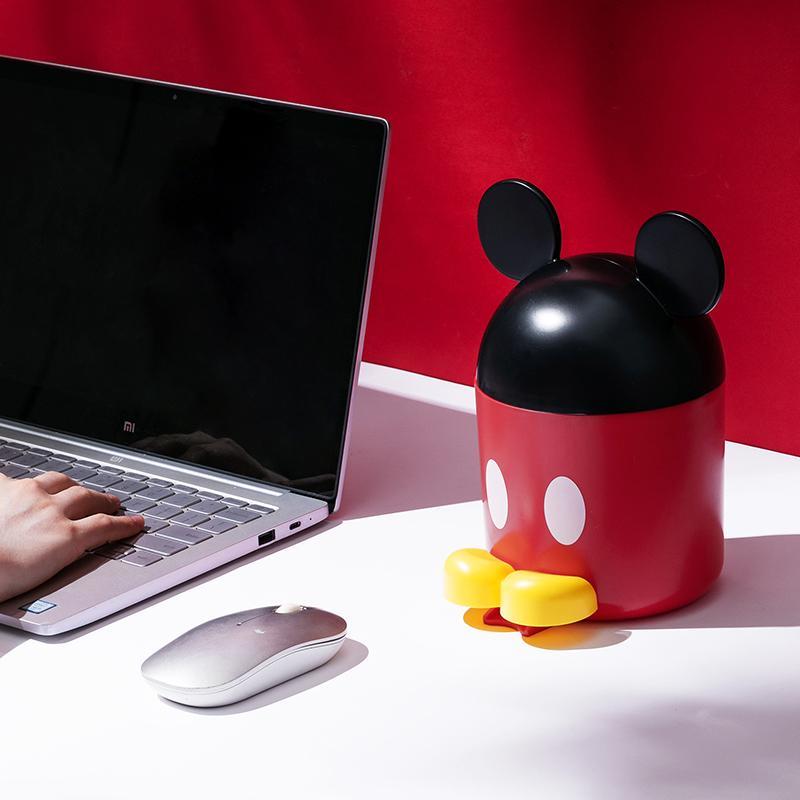 Miniso Thùng Rác Mini Hình Chuột Mickey Có Nắp Đậy Tiện Dụng Cho Gia Đình Ốp