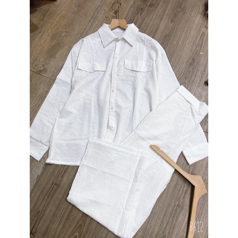 Set bộ đũi trắng dài tay túi hộp