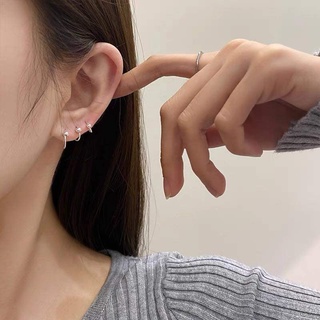 Khuyên tai bạc nữ vòng tròn chốt bi, bông tai bạc ta tròn bi