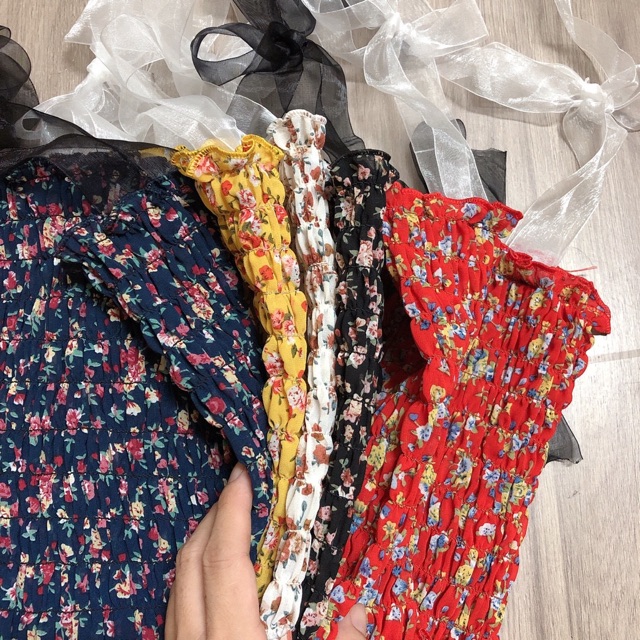 Áo 2 dây ruy băng hoa nhún - Z5U | BigBuy360 - bigbuy360.vn