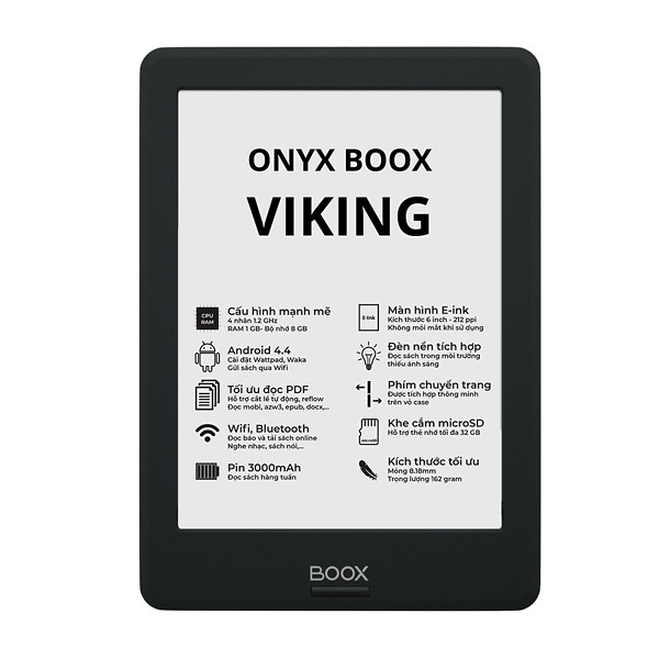 [TẶNG COVER] Máy đọc sách Onyx Boox Viking 8 GB - Hàng chính hãng