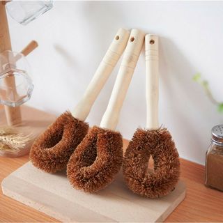 Cọ dừa tự nhiên cọ nồi soong chảo cán gỗ