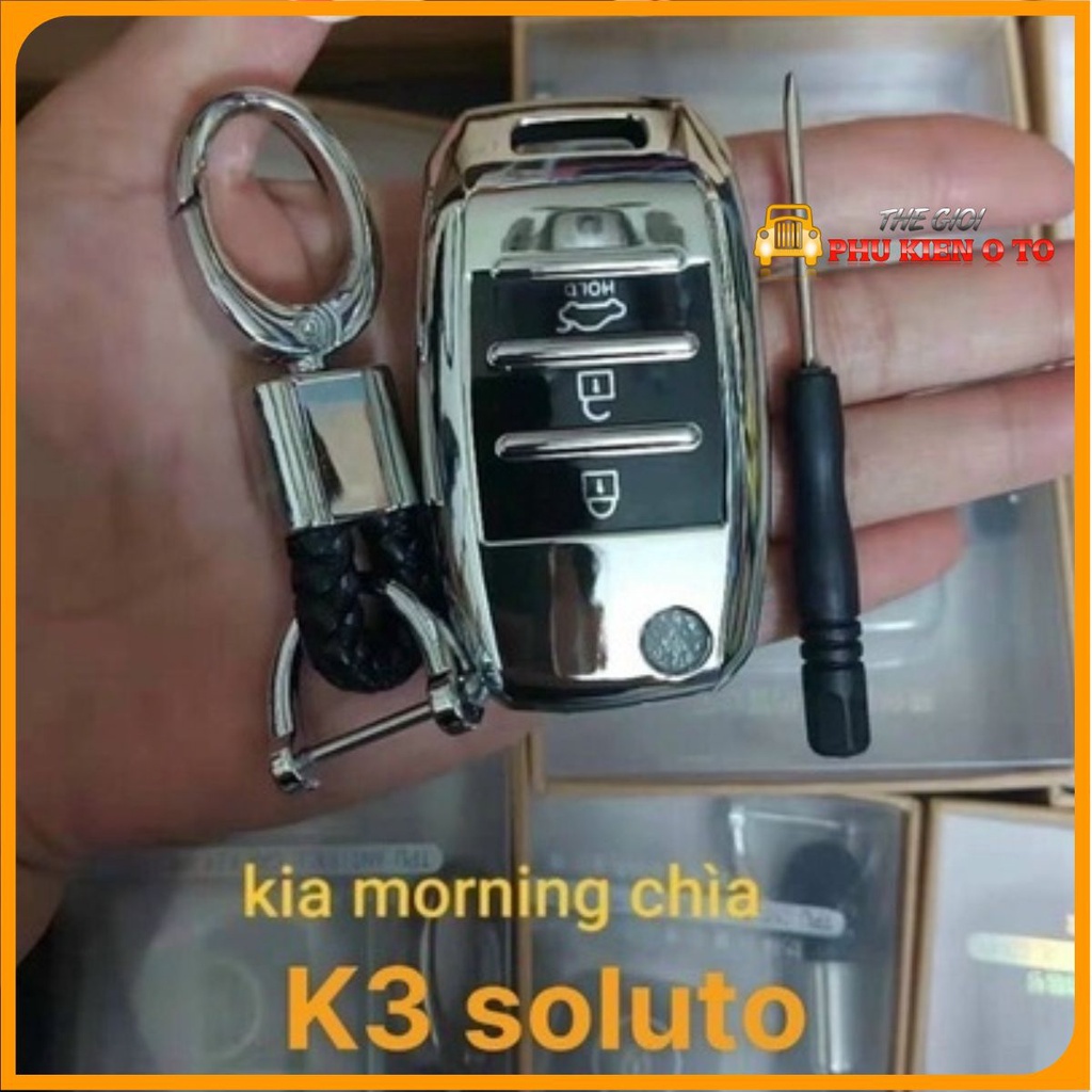 Bao chìa khóa, Ốp khóa Kia Morning, Cerato, Rondo, Rio, Soluto, Seltos, Sorento,chất liệu silicon mạ Crom sáng bóng