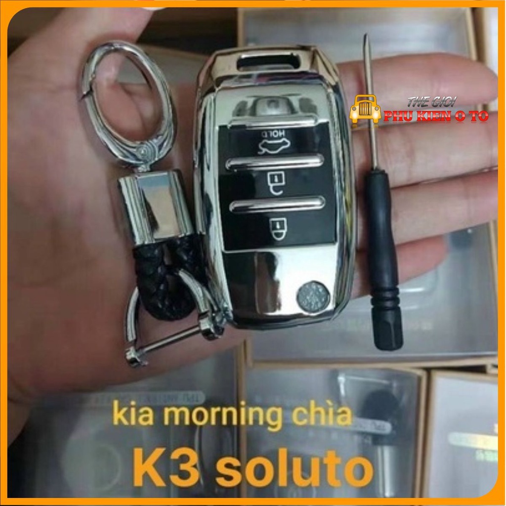 Bao chìa khóa, Ốp khóa Kia Morning, Cerato, Rondo, Rio, Soluto, Seltos, Sorento,chất liệu silicon mạ Crom sáng bóng