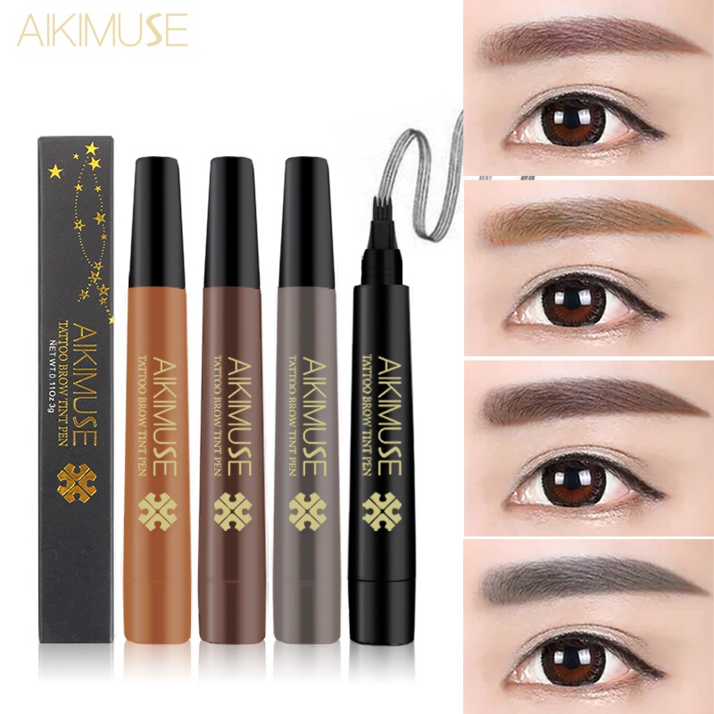 Bút kẻ chân mày AIKIMUSE thiết kế 4 mũi phẩy sợi sắc nét 20g | BigBuy360 - bigbuy360.vn