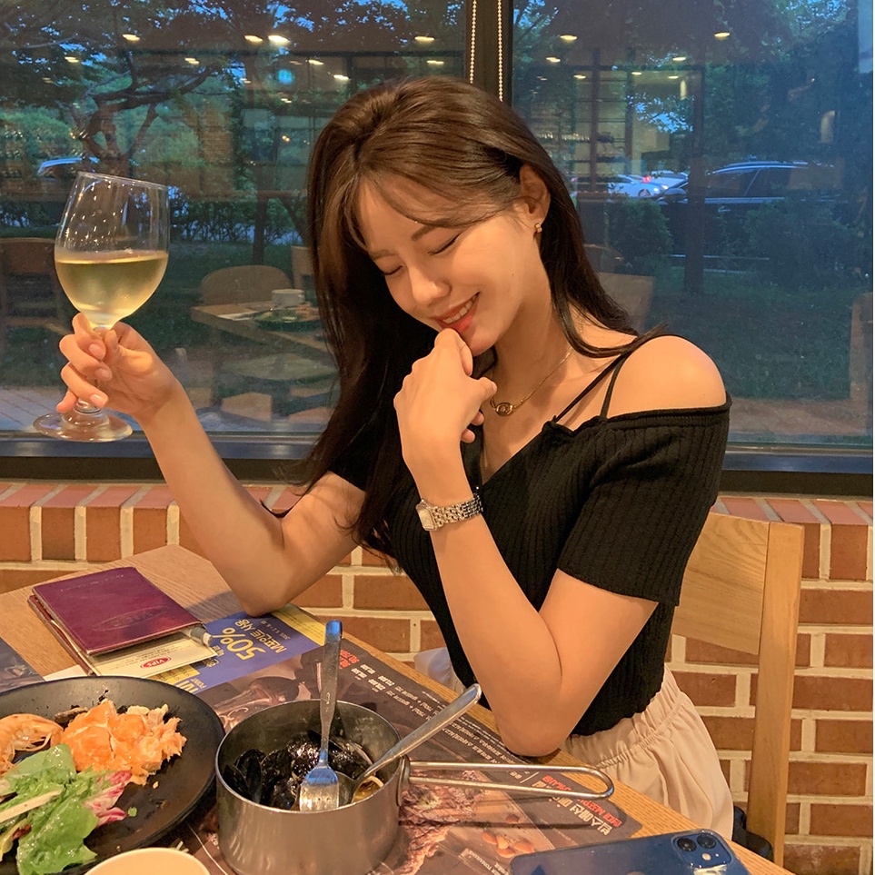 SUXI Áo Dệt Kim Tay Ngắn Trễ Vai Dáng Ôm Phong Cách Hàn Quốc Quyến Rũ Cho Nữ