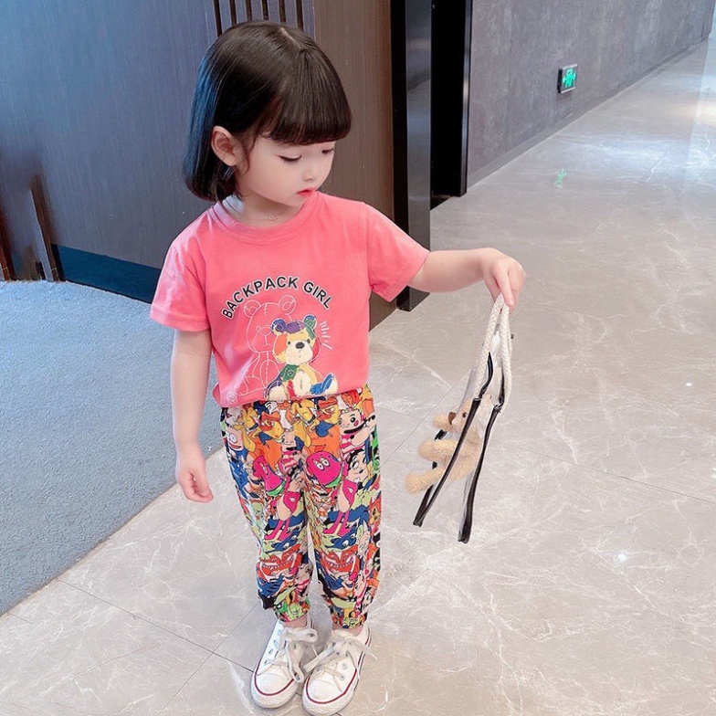 Sale sốc Bộ cộc tay cho bé, quần áo bé gái ngắn tayhình gấu đáng yêu chất cotton 4 chiều dư xịn size từ 10 đến 40kg