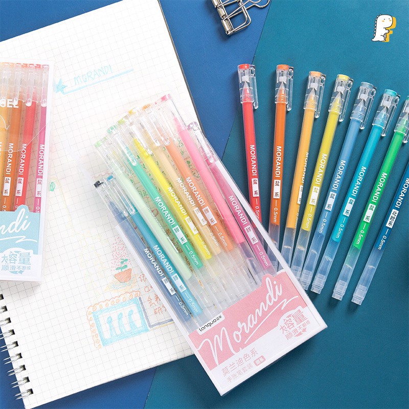 Sét 9 bút gel MORANDI nhiều màu loại thân liền , Bút Gel cho học sinh giá rẻ