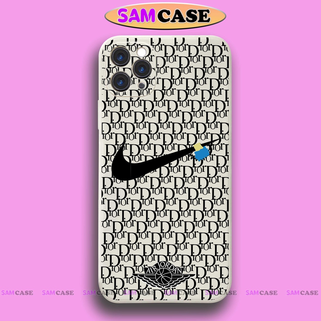 Ốp lưng iPhone Nike Dior cạnh viền vuông silicon mềm dẻo bảo vệ camera cho iphone 6/6s/7/8/X/XS/XR/11/12/13 Pro Plus Max