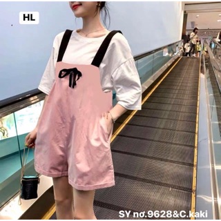 Sét đùi yếm nơ kèm áo thun - C
