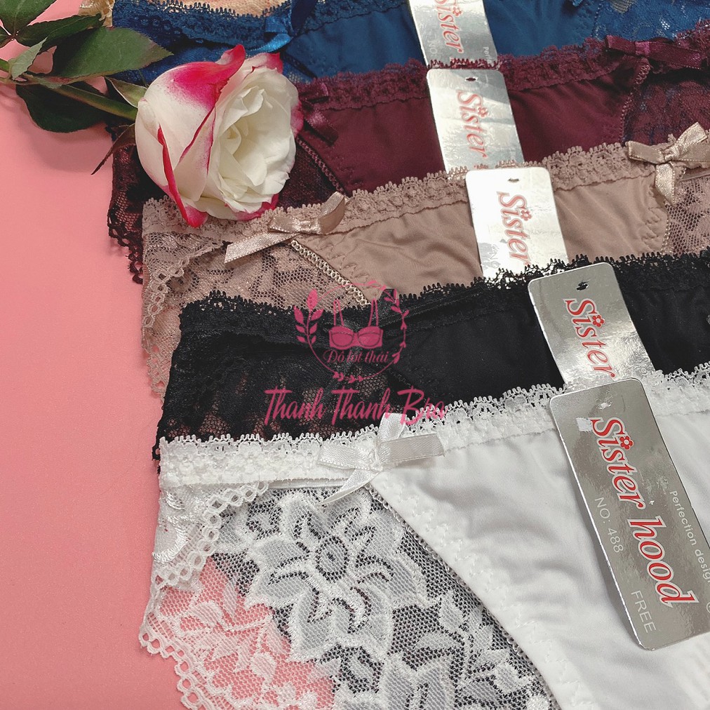 Quần lót nữ thái lan Sisterhood  #488 - Phối ren và thun lạnh - nơ xinh - Form M