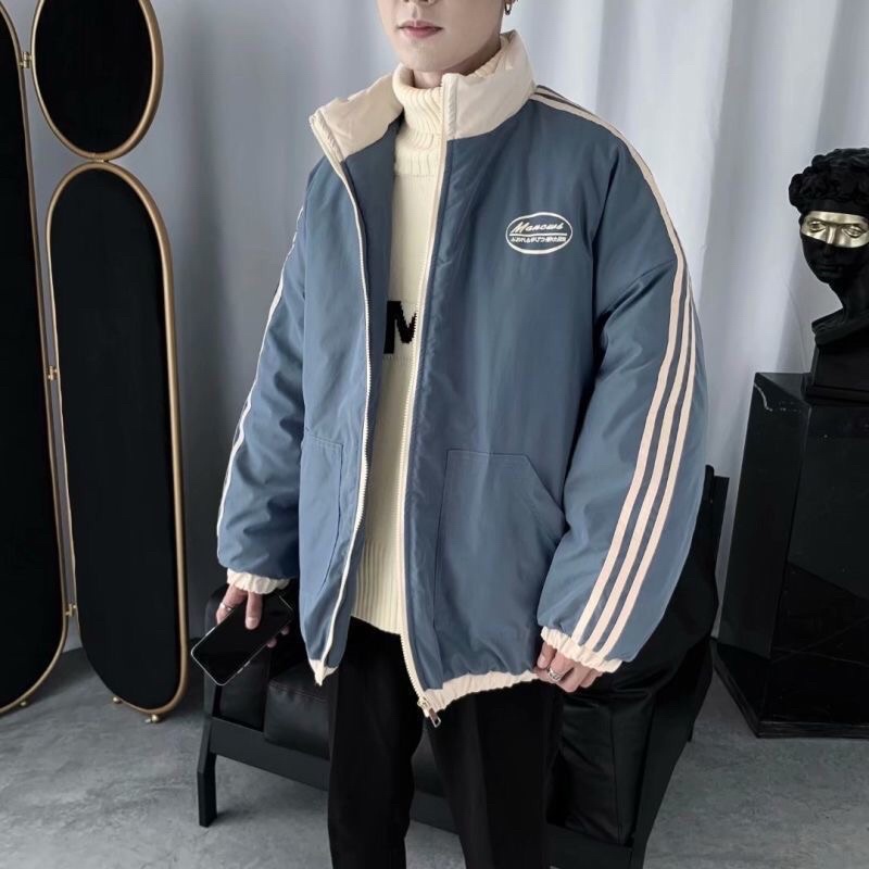 Áo phao nam unisex 3 kẻ sọc ở tay hàng cao cấp chất phao mềm mịn ấm