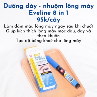 Dưỡng làm dày và nhuộm lông mày henna eveline 8 in 1 total action