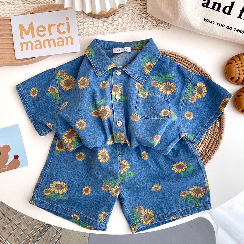 Bộ Đồ Denim 2 Món Thời Trang Mùa Hè Dành Cho Bé Trai 1-5 Tuổi