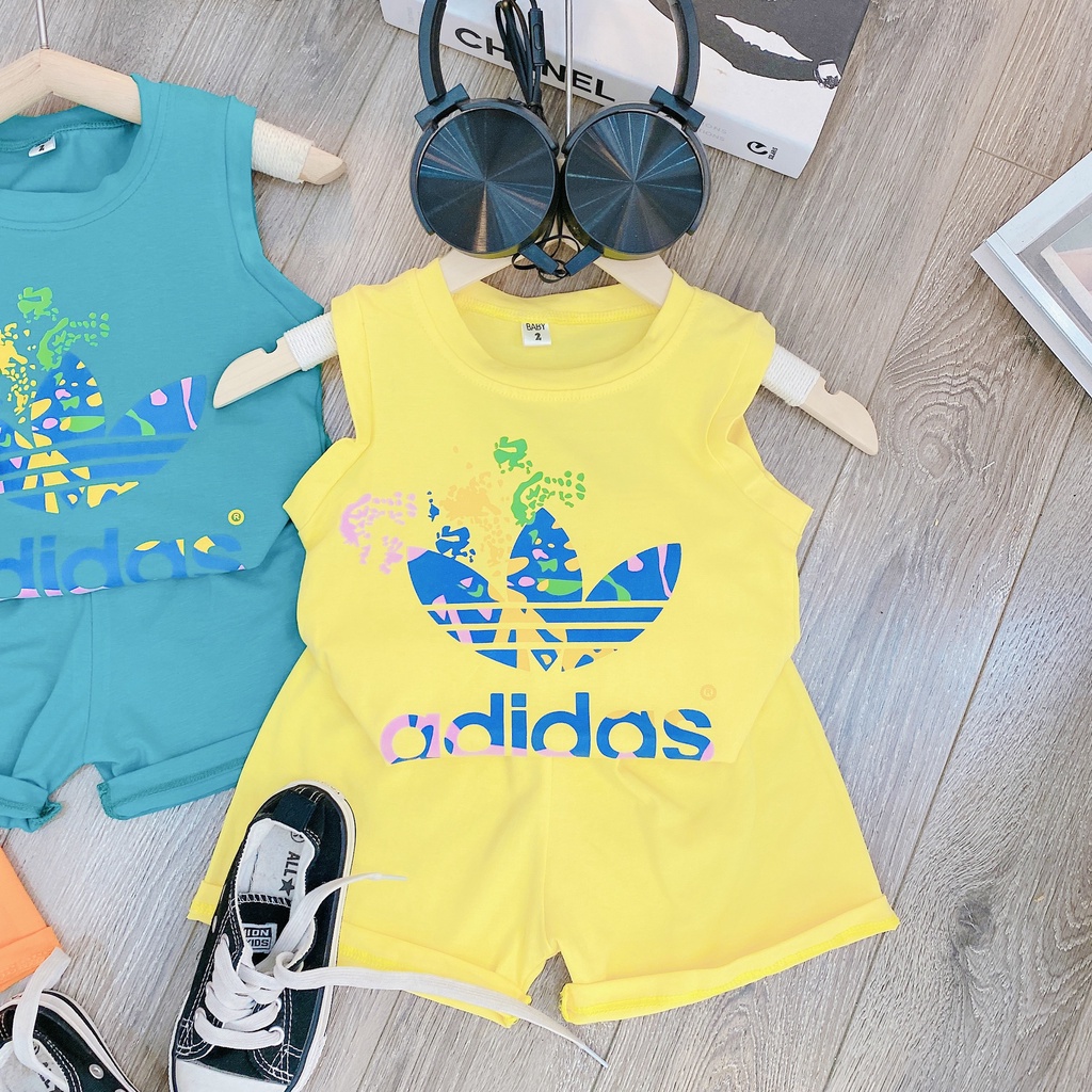 Bộ ba lỗ bé trai chất cotton QC họa tiết ba lá thấm hút mồ hôi tốt cho bé