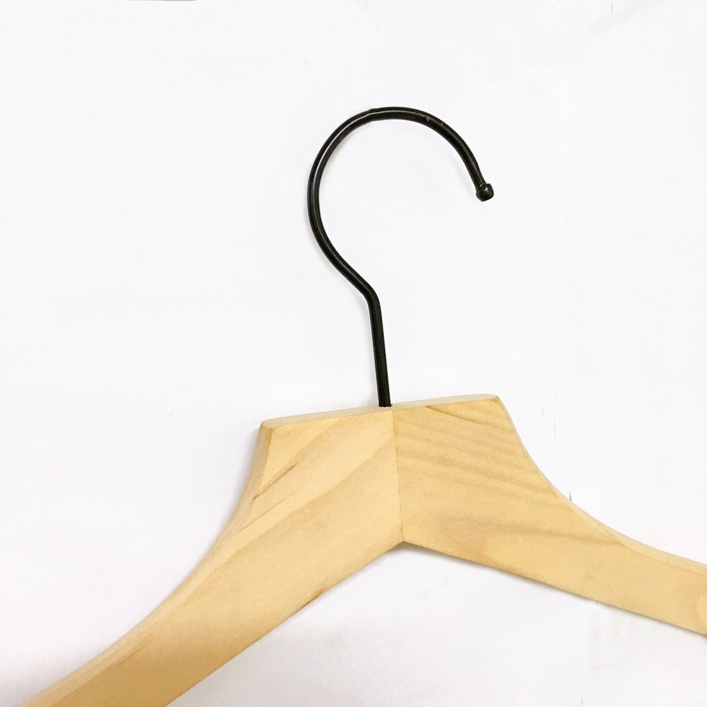 Móc Gỗ Treo Áo Không Sơn Vai Đệm 44.5cm (10 móc)