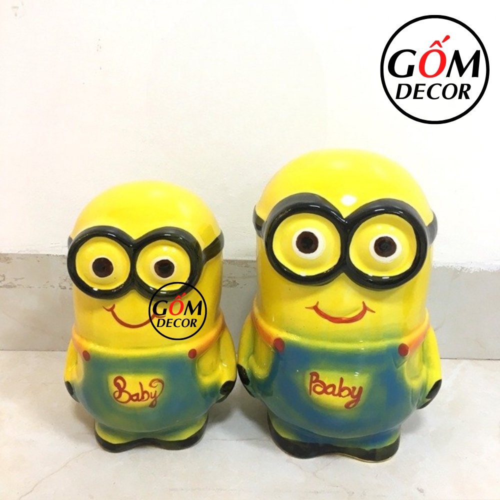 Lợn đất tiết kiệm tiền cho bé, heo đất tiết kiệm gốm sứ Bát Tràng chính hãng hình minion dành cho bé