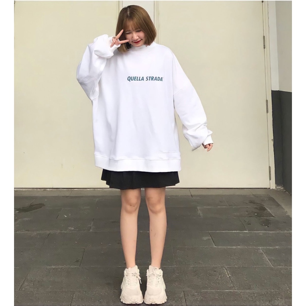 Áo Sweater form rộng Unisex QUELLA Áo hoodie nỉ TAY BỒNG cá tính - CUTE_ZOO