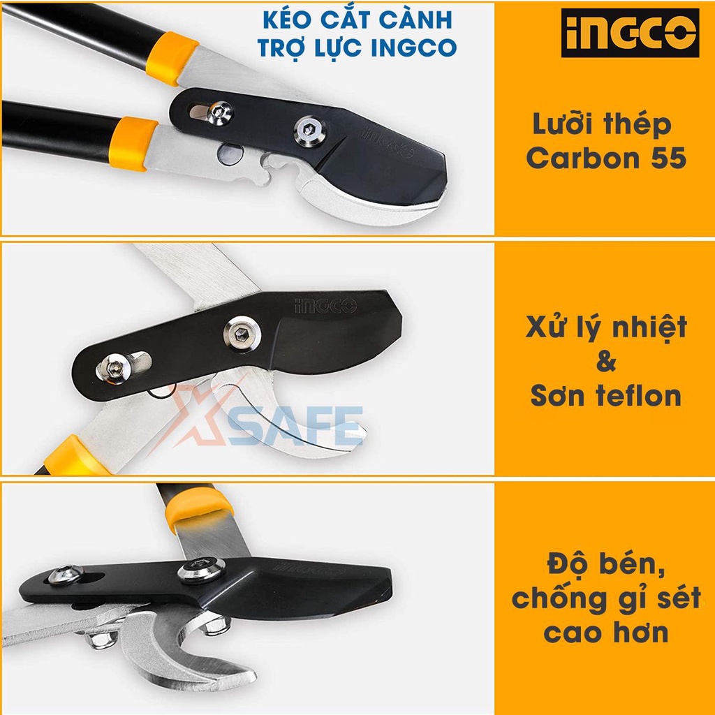 Kéo cắt cành cộng lực Ingco HLT7608 760mm, thép xử lý nhiệt, sơn chống gỉ, kìm cắt cành cộng lực [CHÍNH HÃNG][XSAFE]
