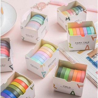 WASHI TAPE - Box Băng Dán 7 cuộn Colorful 7mm