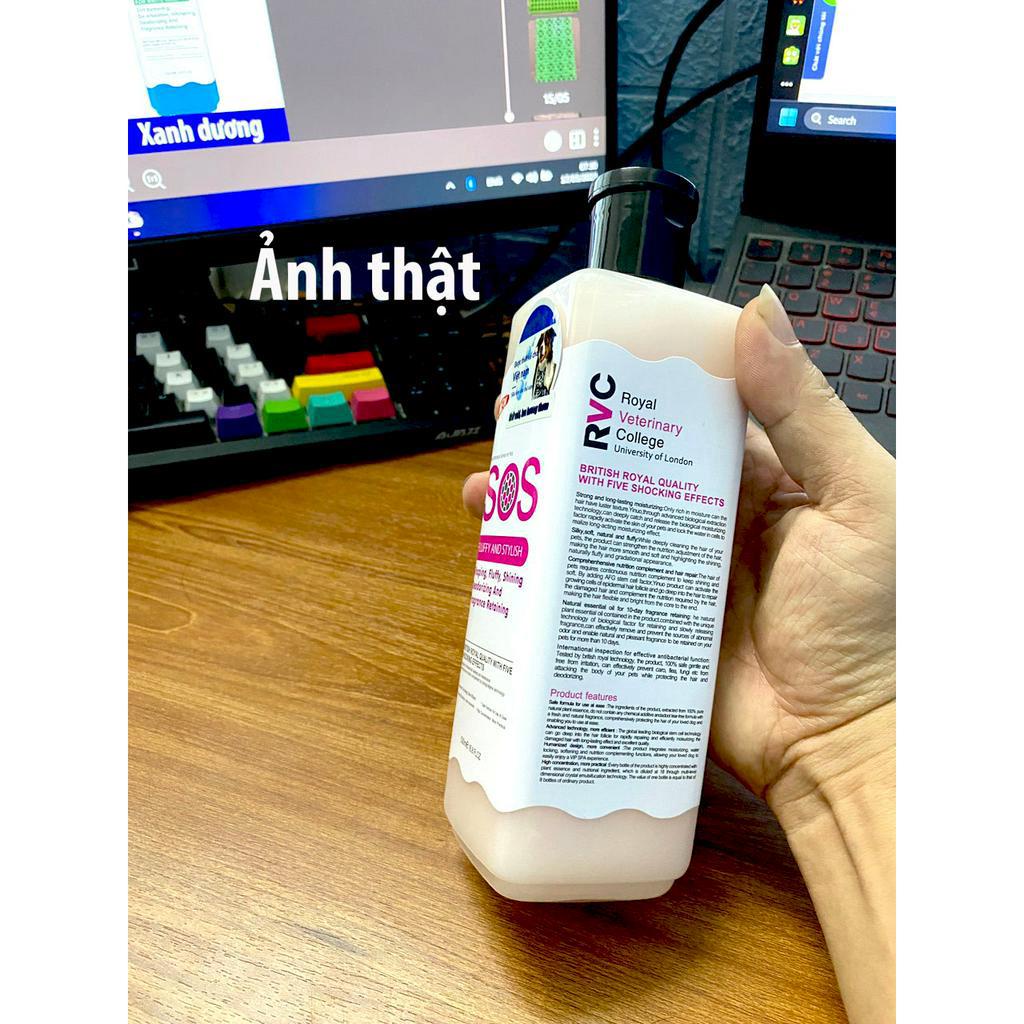 SOS Hồng- Sữa Tắm SOS cho chó mèo 530ml loại dưỡng lông